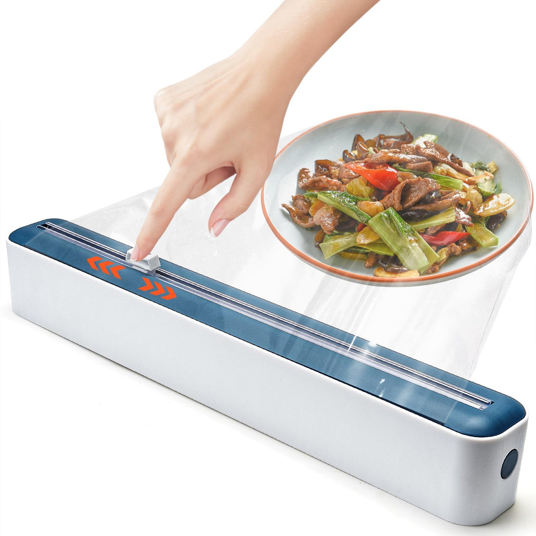 Cling Film and Foil Cutter, 2 in 1, Food Wrap Dispenser with Magnetic Suction, Adjustable Storage and Cutting Box, for Cling Film, Tin Foil, Home Kitchen, Restaurant, Cutter wall Mounted (Blue)