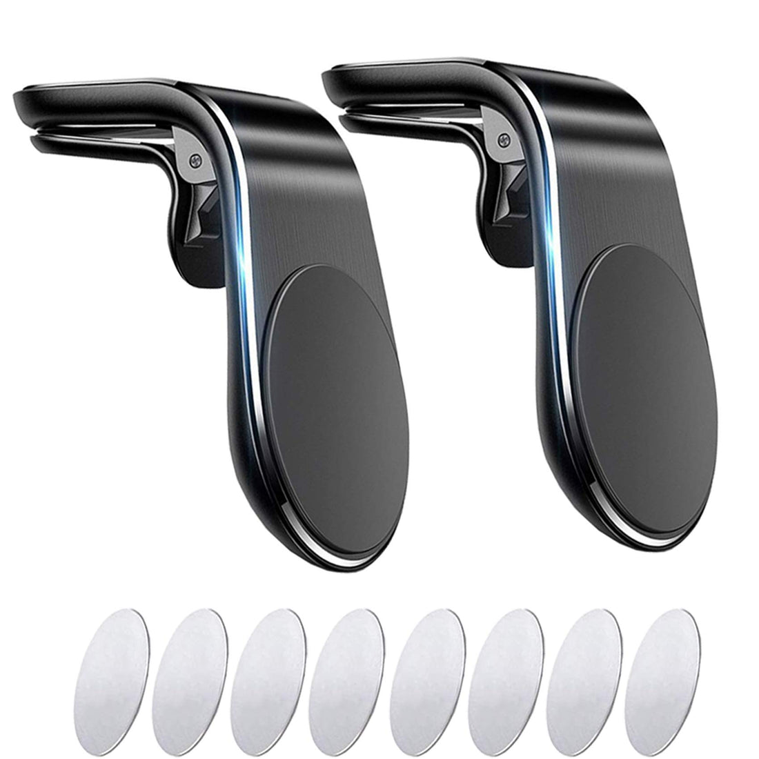 EasyULT 2 Pieces Magnetic Car Phone Holder, L Type Air Vent Clip Mount Compatible With iPhone, Samsung, Huawei, Xiaomi