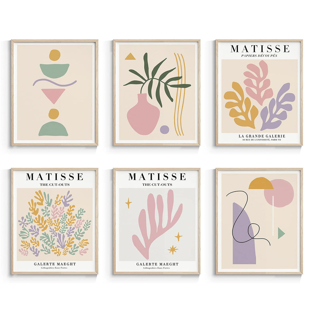 InSimSea Matisse Wall Art Exhibition Poster & Prints, Boho Wall Posters for Room Aesthetic, Abstract Art Prints UNFRAMED, 8x10in, Set of 6