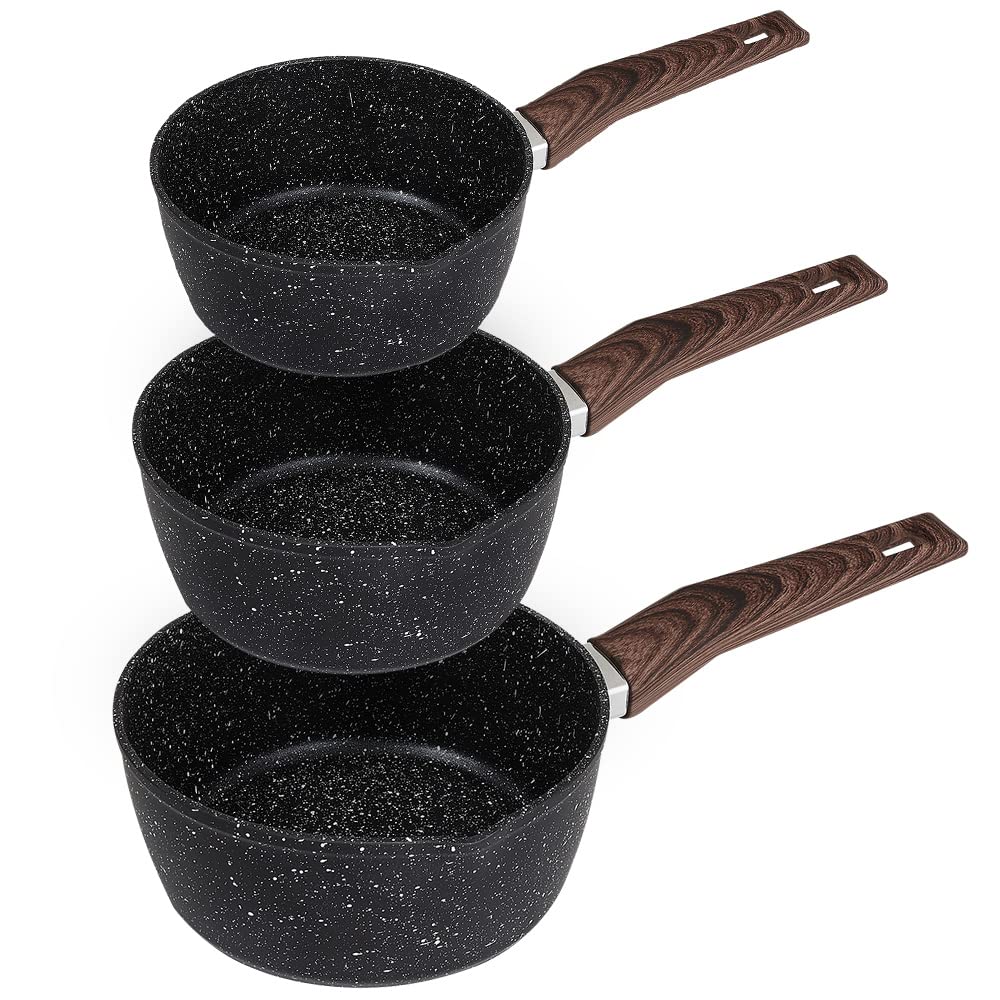 Deco Express Saucepan Nonstick - Induction Saucepan Non Stick 16/18/20 cm - Prime Quality Cookware Set (16/18/20 cm)