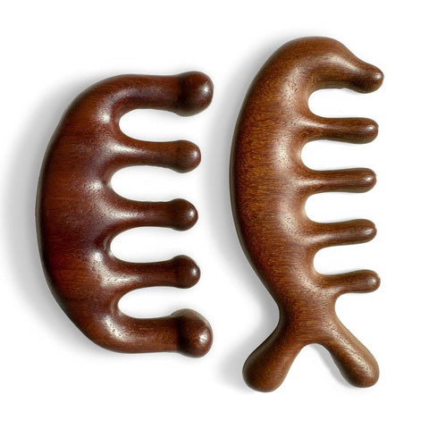 2 Pack Massage Comb, Anti-Static Natural Wooden Wide Tooth Hair Comb Head Tool Meridians Scalp Massage, Sandalwood Scalp Stimulator Gua Sha Comb for Women Men Hair Growth Comb for Gift