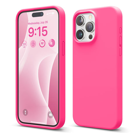 elago Liquid Silicone Case Compatible with iPhone 15 Pro Max Case, Premium Silicone, Full Body Protective Cover [4 Layer Shockproof Structure], Anti-Scratch Soft Microfiber Lining (Ice Red)