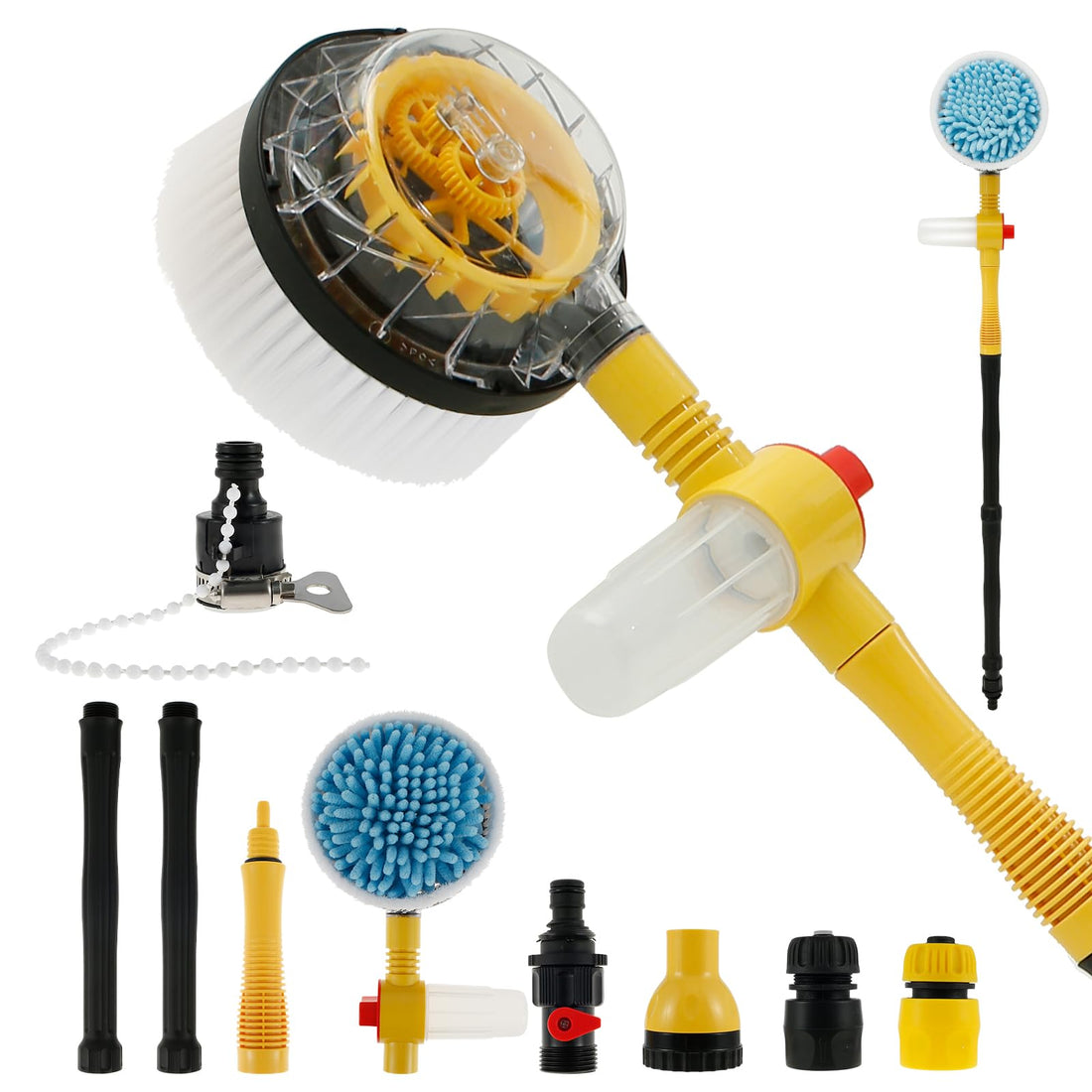 Car Wash Brush Rotating Car Wash Brush Long Handle Car Brush with Soap Tank and Spray High Pressure Spray with Sprinkler for Home Cleaning