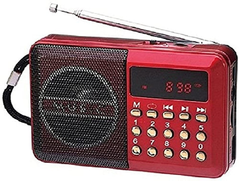 Portable fm radio, stereo sound, strong pure signal, tuned into a flash, a memory, and a speaker