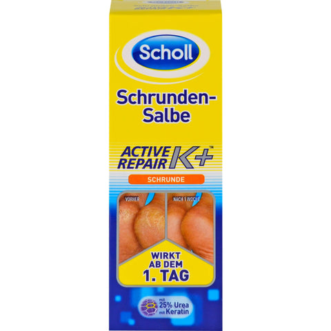 Scholl Cracked ointment Active Repair K+ against skin damage on rough, dry and cracked heels - with 25% urea & keratin - works from day one - 1 x 60 ml foot cream
