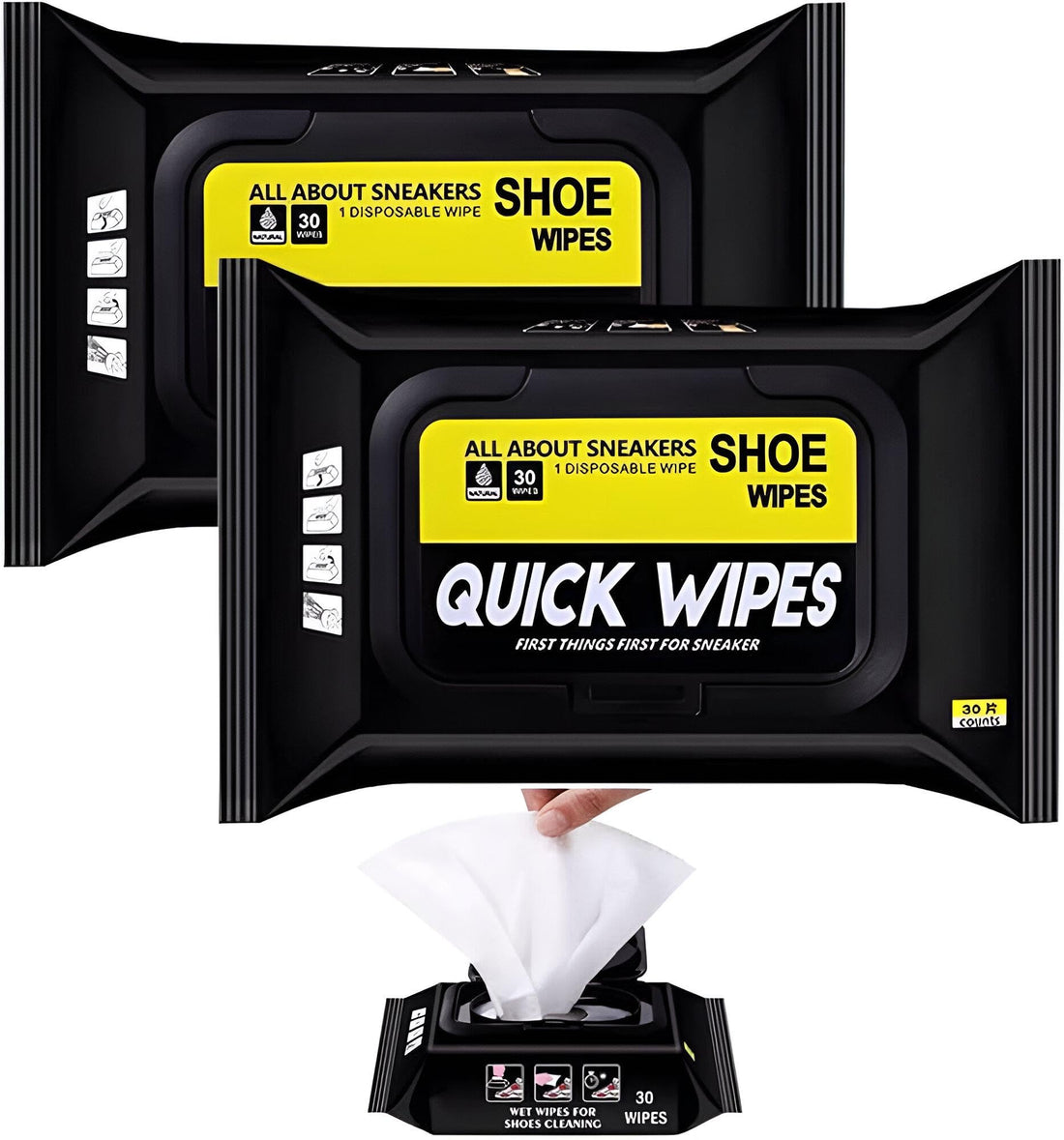 Sneaker Cleaner - Portable Pack of 2 Quick Wipes, Ideal for Travel and Quick Cleaning, Easily Removes Dirt and Stains in Seconds