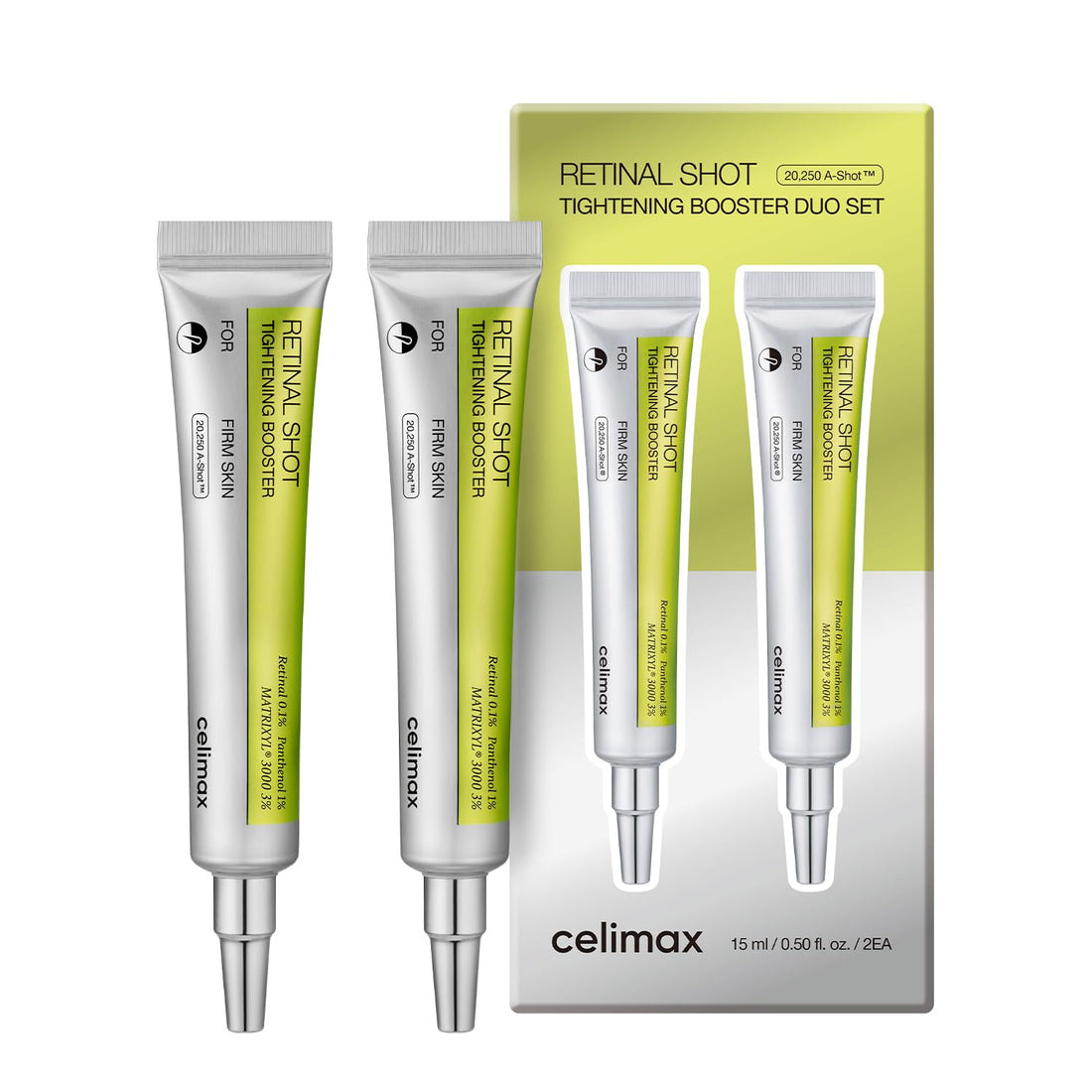 celimax The Vita A Retinal Shot Tightening Booster Duo Set 15mlx2 | with Retinal 0.1%, Matryxyl 3%, Pore Minimizer, Wrinkles & Fine Lines, Firmer Skin