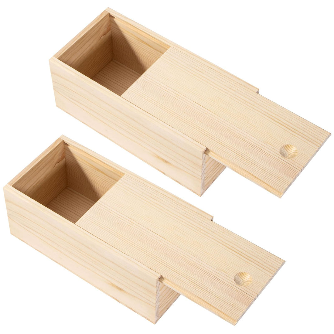 Wood Box with Sliding Lid, Unfinished Wooden Storage Box with Sliding Lid, 7.8'' x 3.9'' x 3.1'' Keepsake Box, Rustic Wood Gift Boxes for Art Hobbies, DIY Lovers, Desk Organizers and Christmas