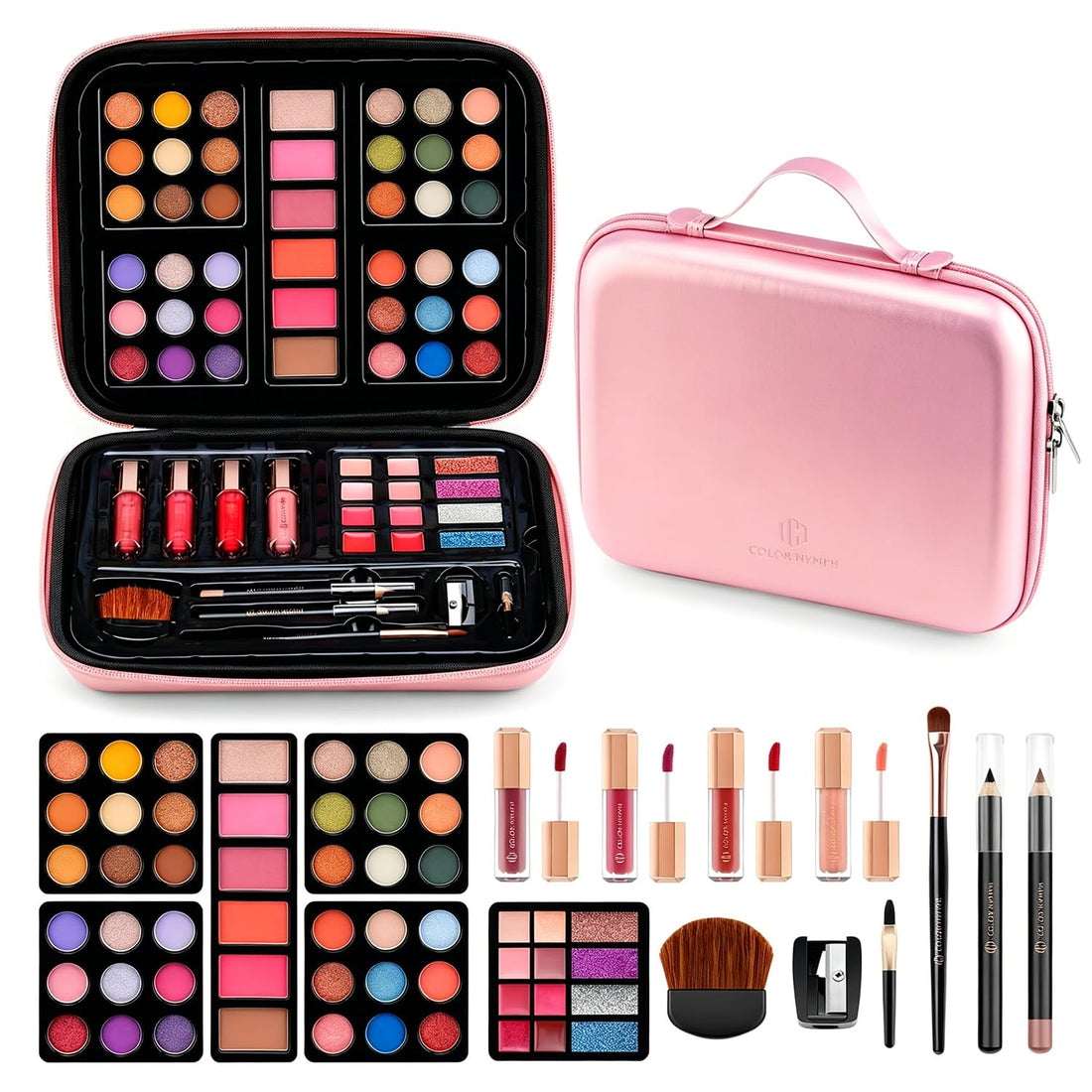 Color Nymph - Makeup for teens with reusable pink purse, all-in-one makeup sets for girls, makeup kits for girls and women
