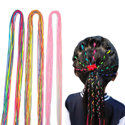 Colorful Hair Strings for Braids 22pcs Gradient Rainbow Hair Rope Bands Boho Braiding Ribbons Elastic Hair Ties Wrap Strings for Women Girls Hair Styling Accessories (Multi Color)