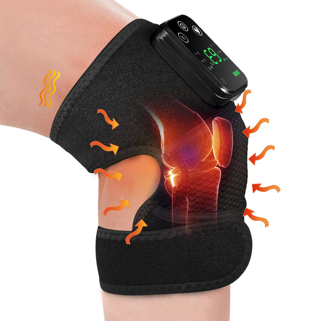 Heated Knee Massager, Cordless Heated Knee Support Wrap with Massage, Heating Vibration Knee Brace Heat Therapy for Knee/Elbow/Shoulder Relax, 3 Heating Modes Knee Warmer Wrap for Joint Pain Relief