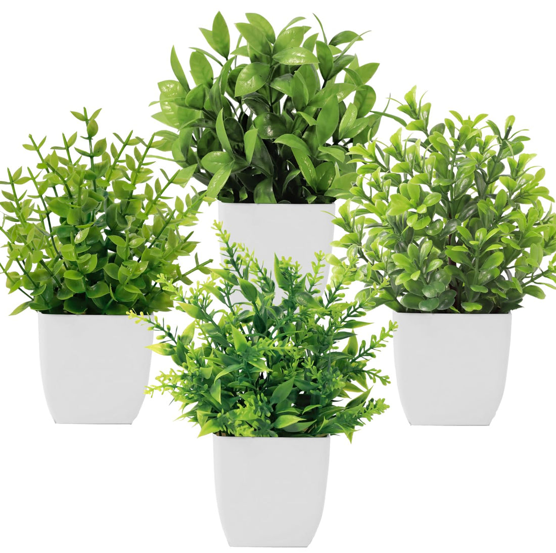 4 Pack Mini Fake Plants Small Potted Artificial Plants Plastic Plants for Home Bathroom Office Table Decoration