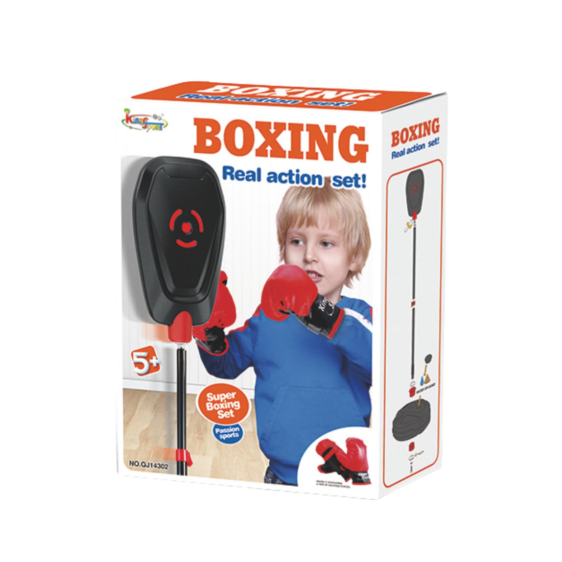 KINGSPORT QJ14302 Kids Boxing Set Safe Punching Toy with Gloves & Bag Indoor Outdoor - Multicolor