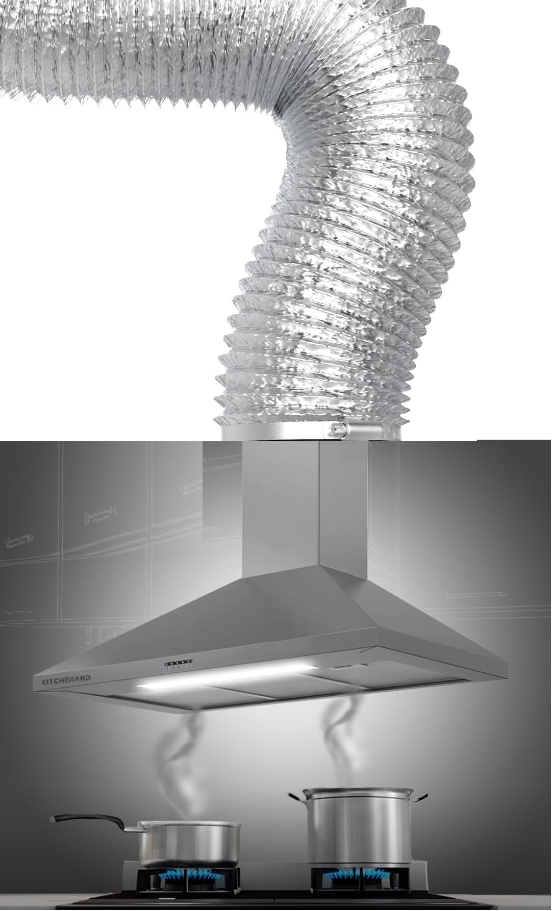Flexibel Extendable Thermal Aluminum Hobby - for Kitchen Hood Bathroom Air Conditioner (Chimney and Hobby 5 Meter 6 Inch)