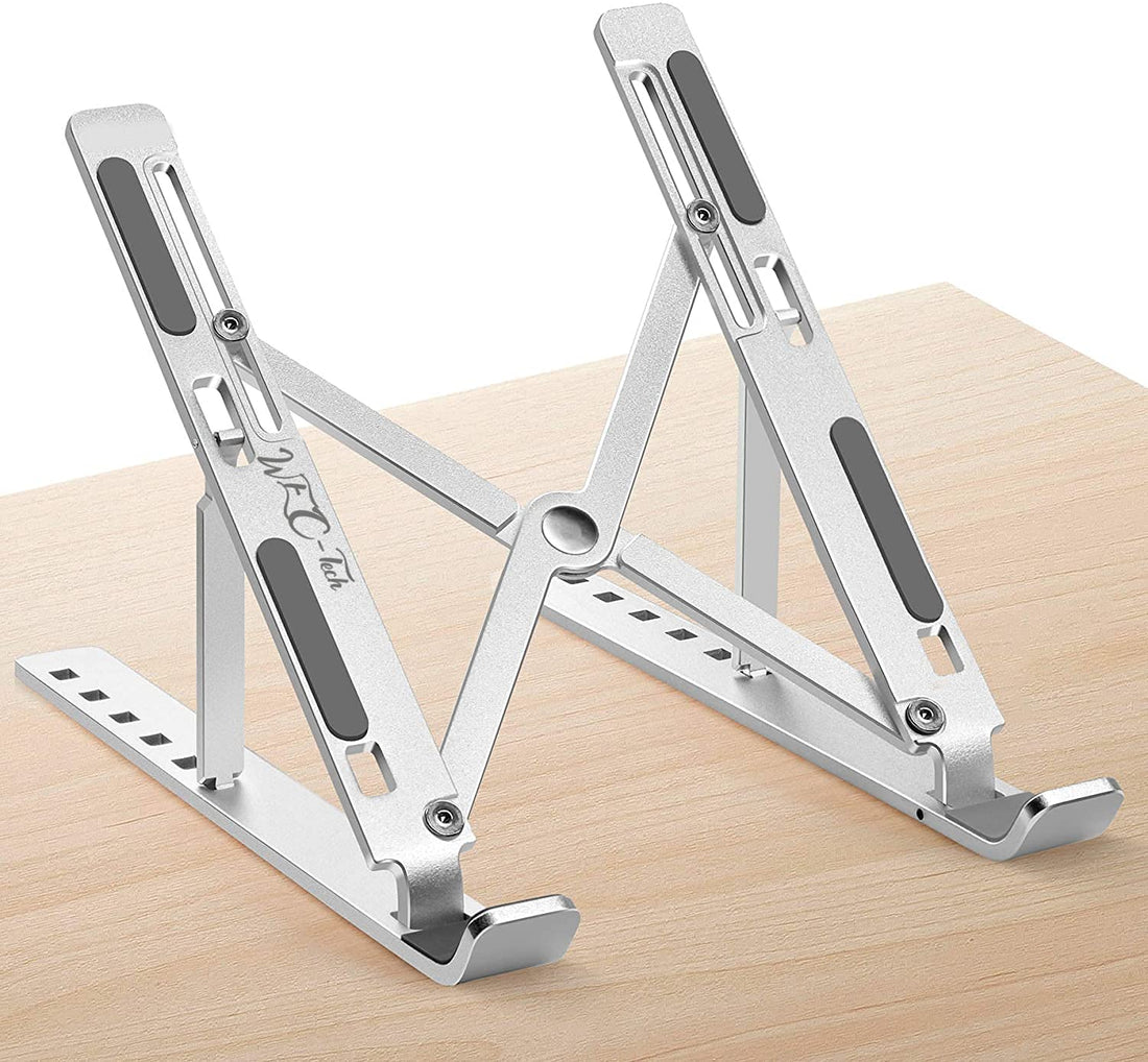 Large size wec-tech portable laptop stand, adjustable tablet notebook stand for tablets, mobile phones and computers, laptop desk riser foldable notebook cooling stand- (silver)