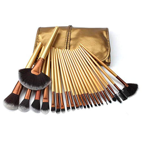 Profession Makeup Brushes Set with Leather Case - 24 Pieces