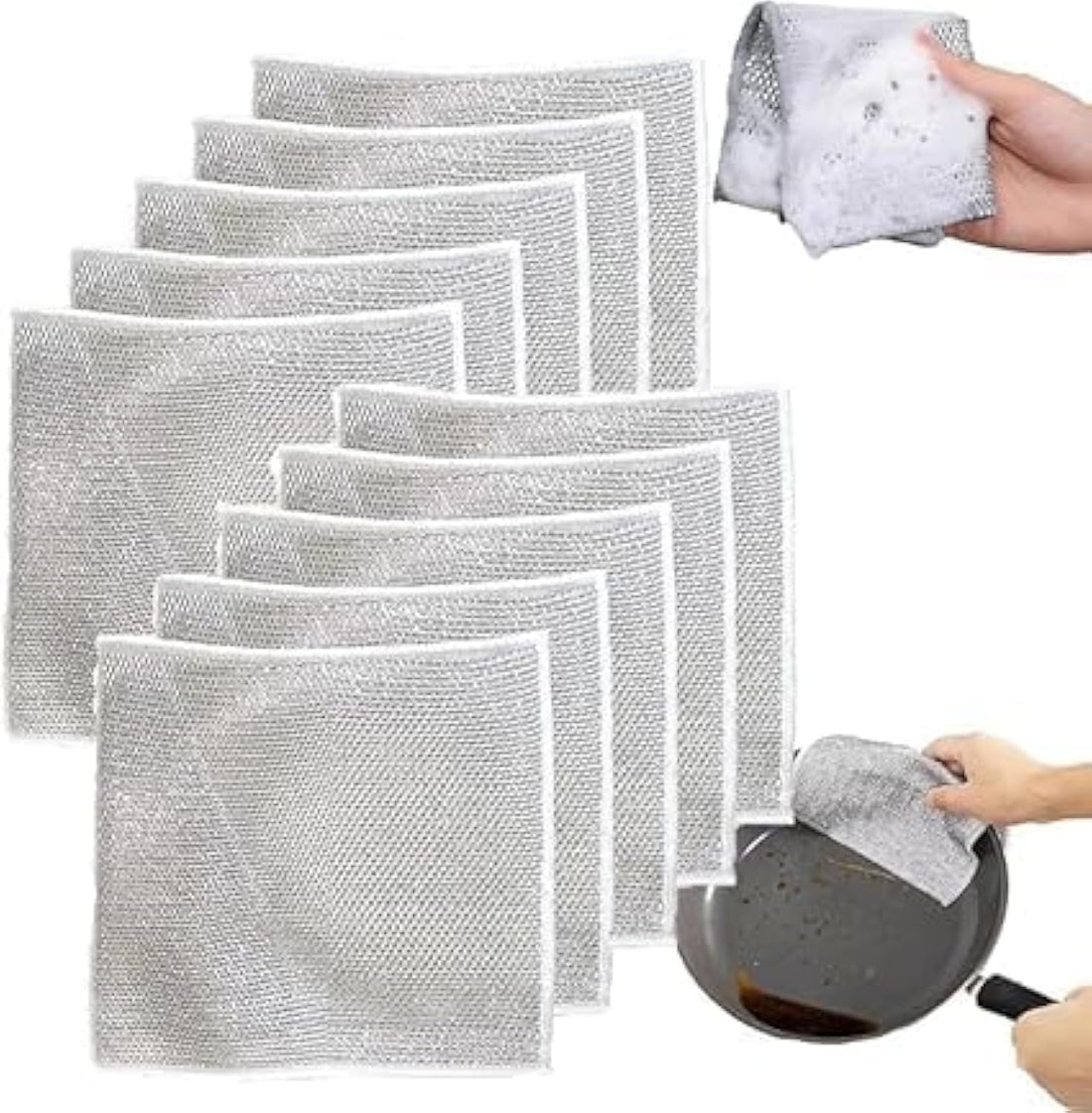 Multipurpose Wet and Dry Dish Washing Cord (3 Pack), Stainless Steel Cleaning Tool, Non Scratch Wire Cloth for Washing Dishes, Sinks, Tables, Easy to Rinse in Washing Machine