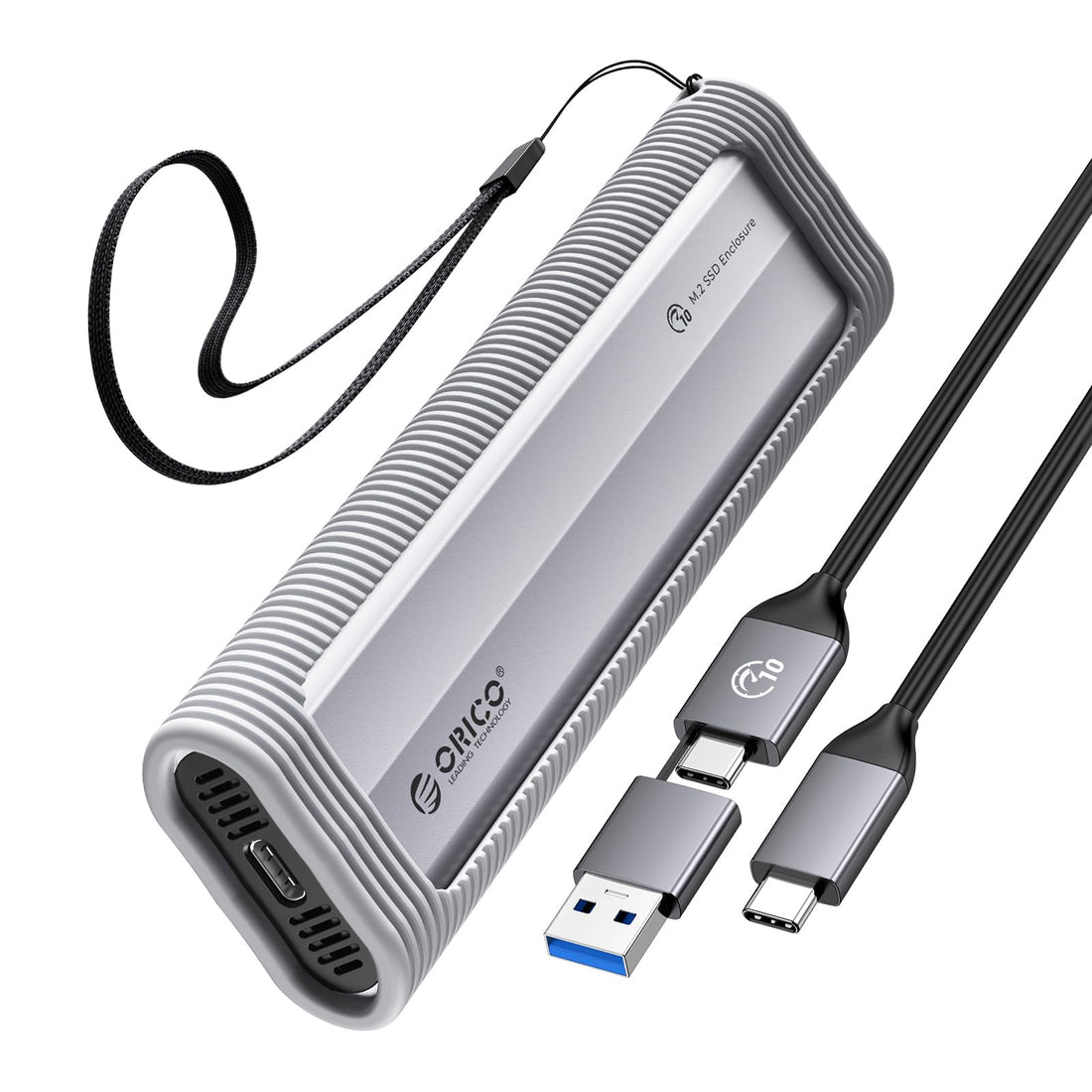 ORICO Aluminum M.2 NVMe SSD Enclosure, USB 3.2 Gen 2(10Gbps ) to Tool-Free NVMe PCI-E M.2 SSD Case, Support UASP for M/B&M Keys Size 2230/2242/2260/2280