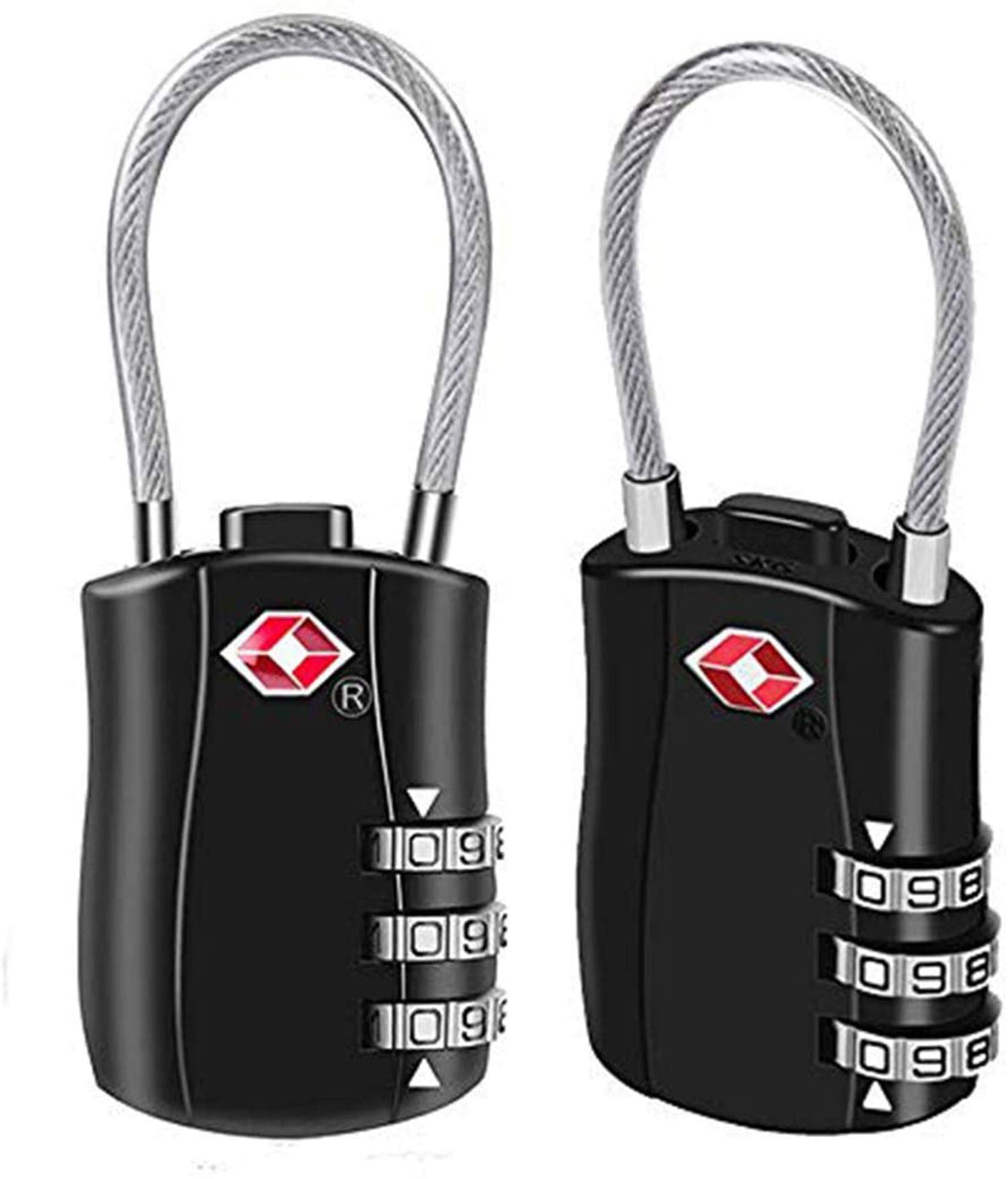 DELFINO Suitcase Locks Luggage Locks, TSA Approved Luggage Lock, Zinc Alloy Security Padlock, 3-Dial Combination Padlock for Luggage, Suitcases, Backpacks, Duffle Bag Laptop Camera Bag 2Pcs (Black)
