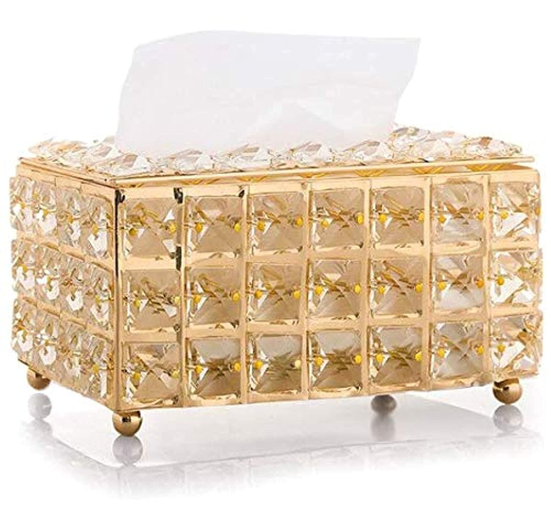 Other Tissue Case Storage Box Shinning Gold Crystal Paper Container