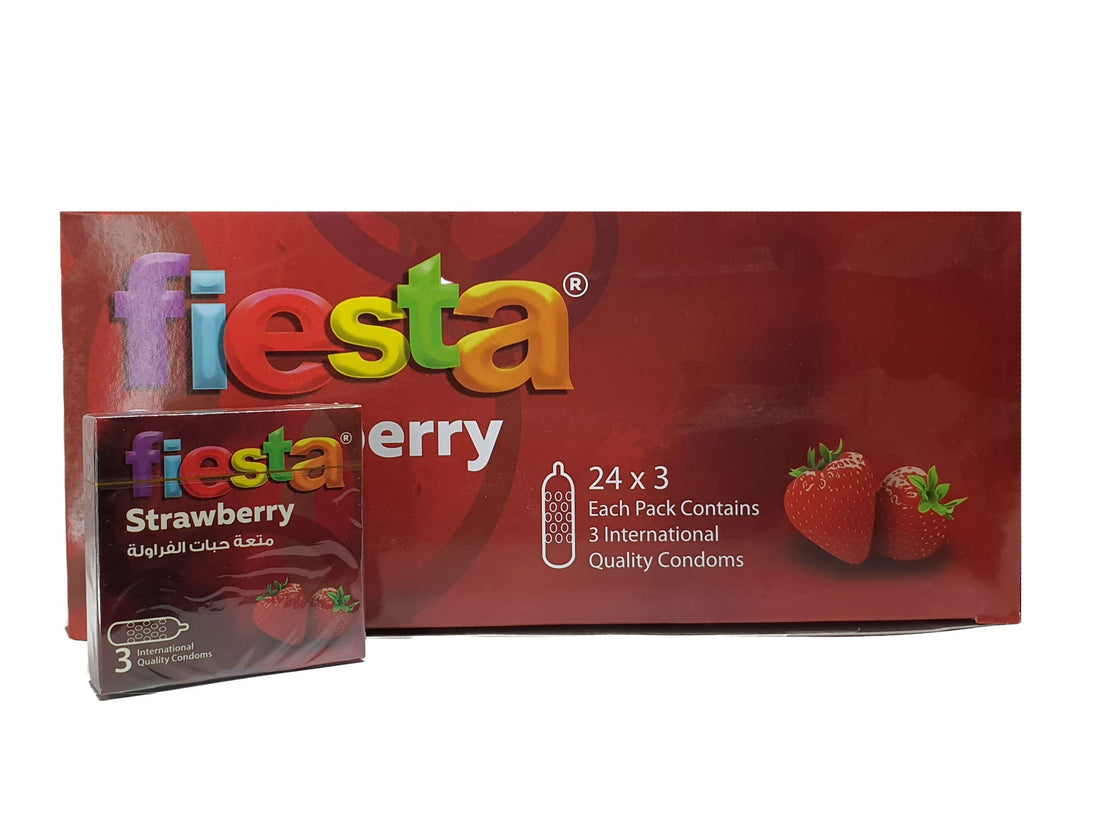 Fiesta Strawberry - Dotted & flavoured Condoms - 24 Packs of 3 Pcs