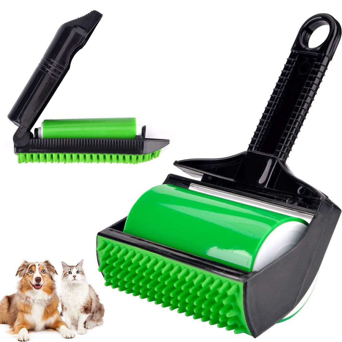 Stick It Roller, Silicone Lint Roller Remover Pet Hair Remover Roller Stick It Hair Remover Reusable Washable Hair Cleaner Clothes and Carseats Hair Cleaner for Clothes, Pet Hairs, Carseats (Green)