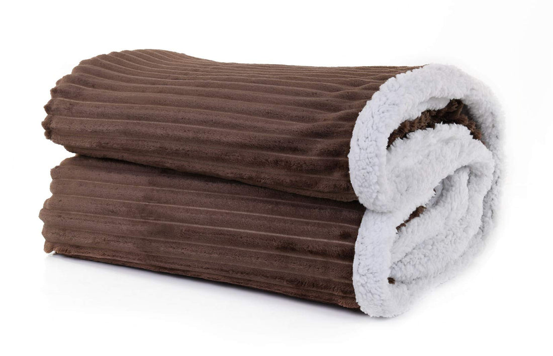 Mintra Blanket Microfiber Double Ribbed Fabric bag Brown 127x152