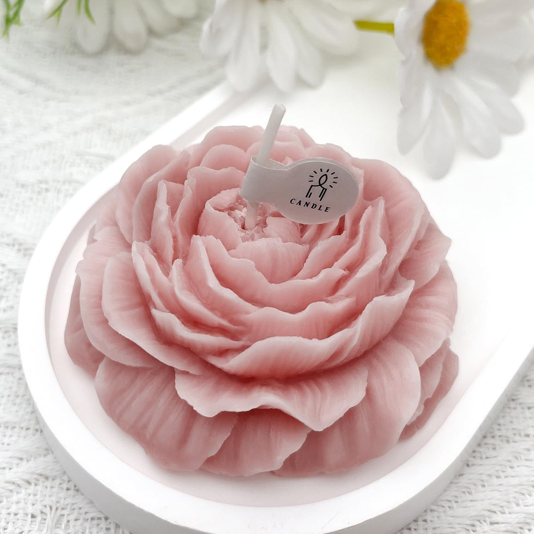 Peony Candles Gifts for Women, Soy Wax Aromatherapy Candle, Room Decor Cute Flower Shaped Scented Candles, Aesthetic Decorative (Daffodil, 3 Inch)