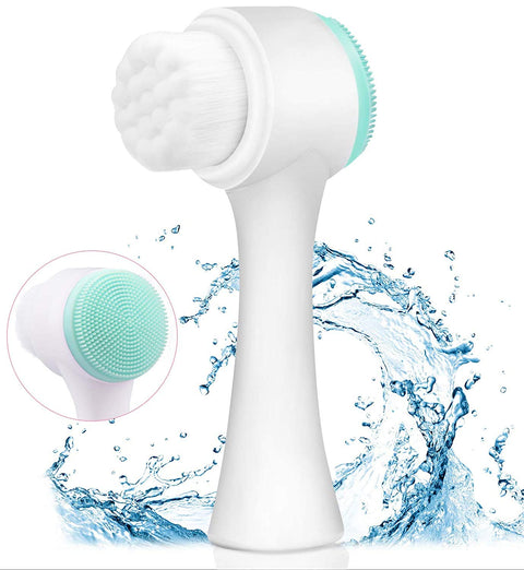 Manual Facial Cleansing Brush, 2-in-1 Skin Care face Brush, Silicone Facial Scrubber Manual Dual Face Wash Brush for Deep Pore Exfoliation Massaging (multi color)