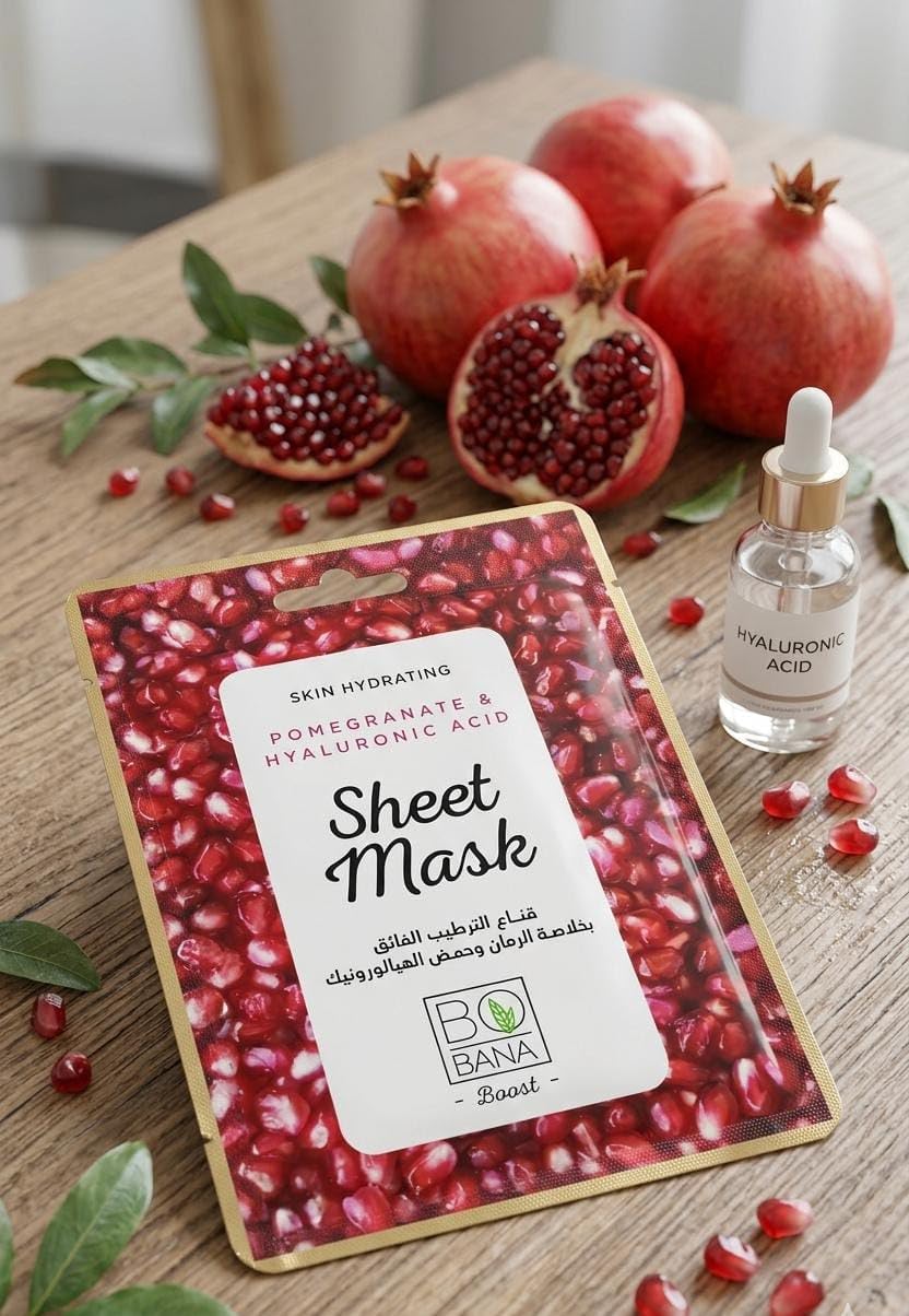 Charcoal & Vitamin E Face Sheet Mask, Pomegranate, Hyaluronic Acid, Collagen, Vitamin C, Avocado, Hydrating, Purifying & Brightening Skin (1 Pack, Pomegranate & Hyaluronic Acid)