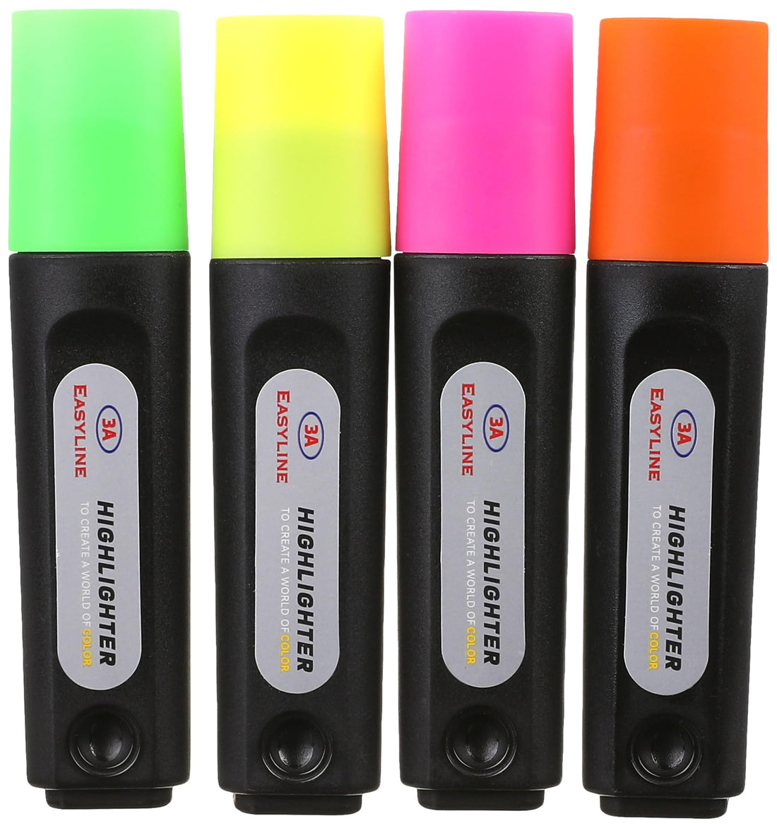 3A 705-7 Easy Line Fluorescent Pens 4-Pieces Set, Multicolor