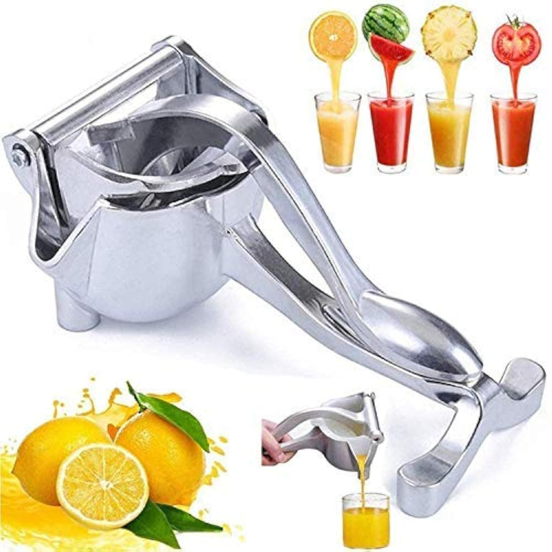 VDHJA Stainless Steel Manual Fruit Juicer Hand juicer, Fruit juicer Manual juicer Instant juicer Orange juicer, Steel Handle Juicer | Manual Lemon Juicer (Aluminium, Pack of -1)