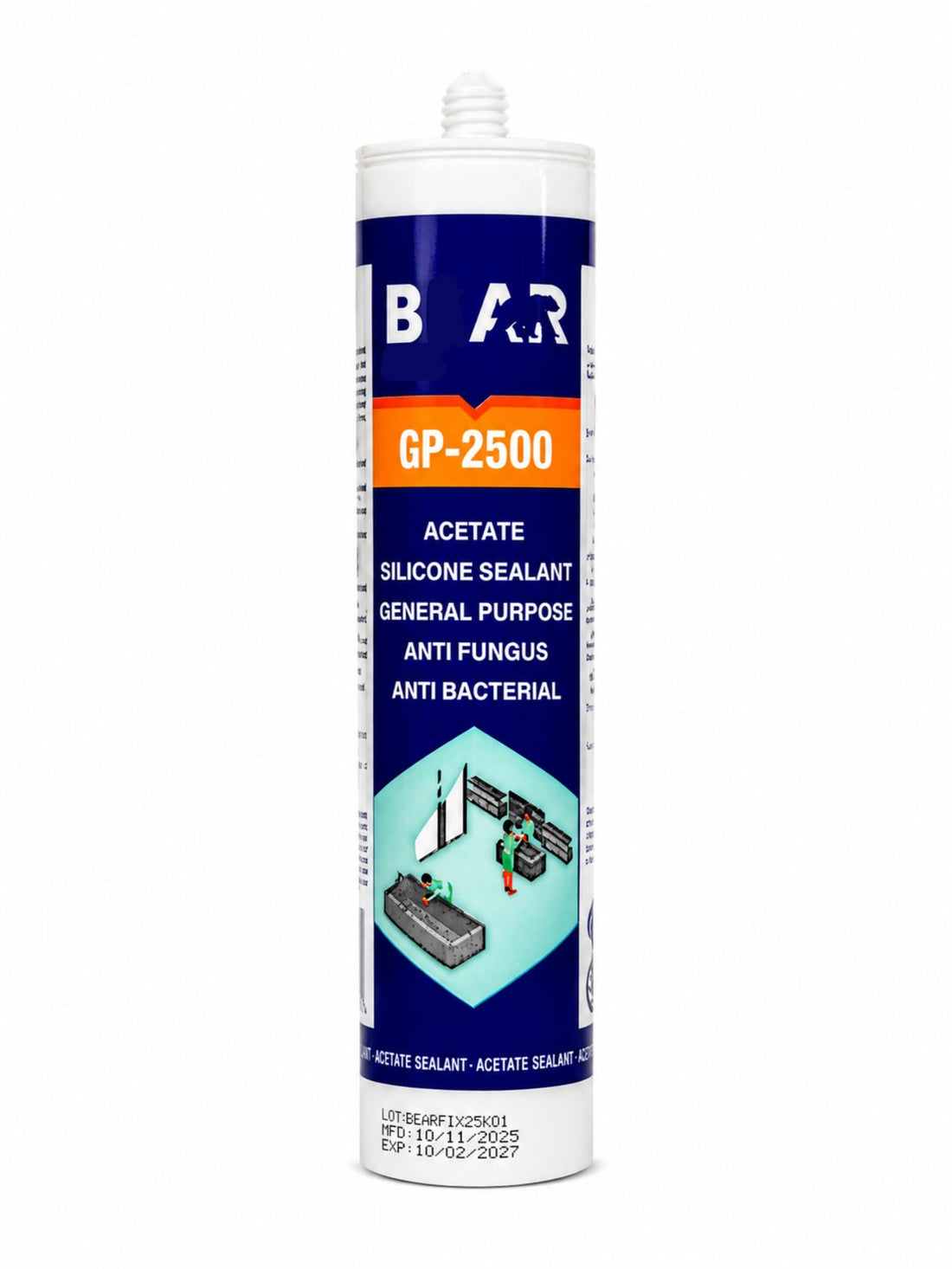 Silicone Sealant Acetate 280ml Waterproof Anti Fungus Anti Bacterial Multi Purpose Adhesive for Kitchen Bathroom Glass Aluminum Doors Windows (Clear)