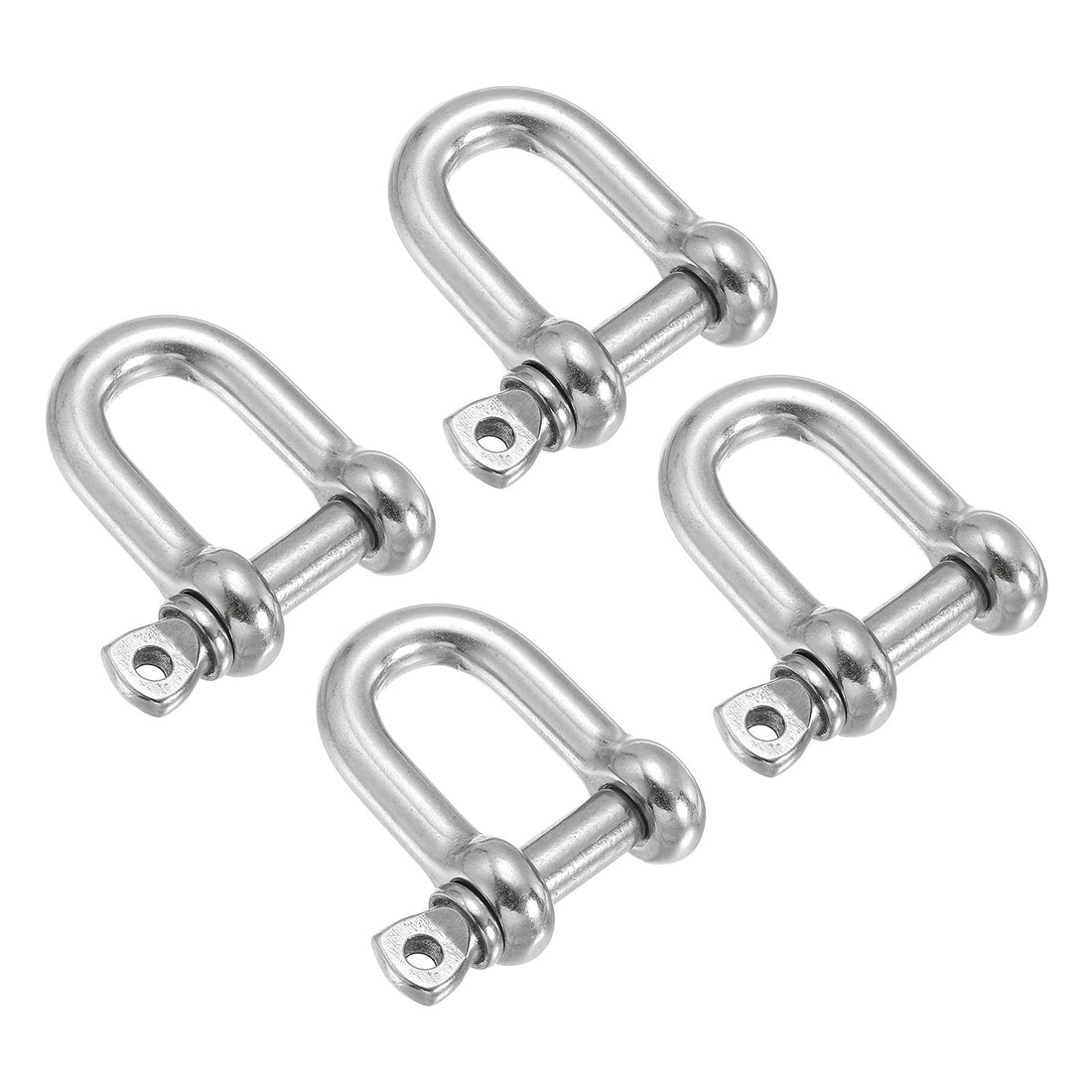 PATIKIL 5/16" / 8mm Screw Pin Shackle, 4Pcs M8 Stainless Steel Bow Shape Load Shackles for Heavy Lifting Paracord Chains Outdoor Camping, Silver Tone