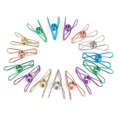 18pcs Metal Binder Clips, 6 Colors Stylish Bag Clips Multipurpose Carbon Steel Clamps Home & Office Storage and Organization Accessories for Paper Food Clothes
