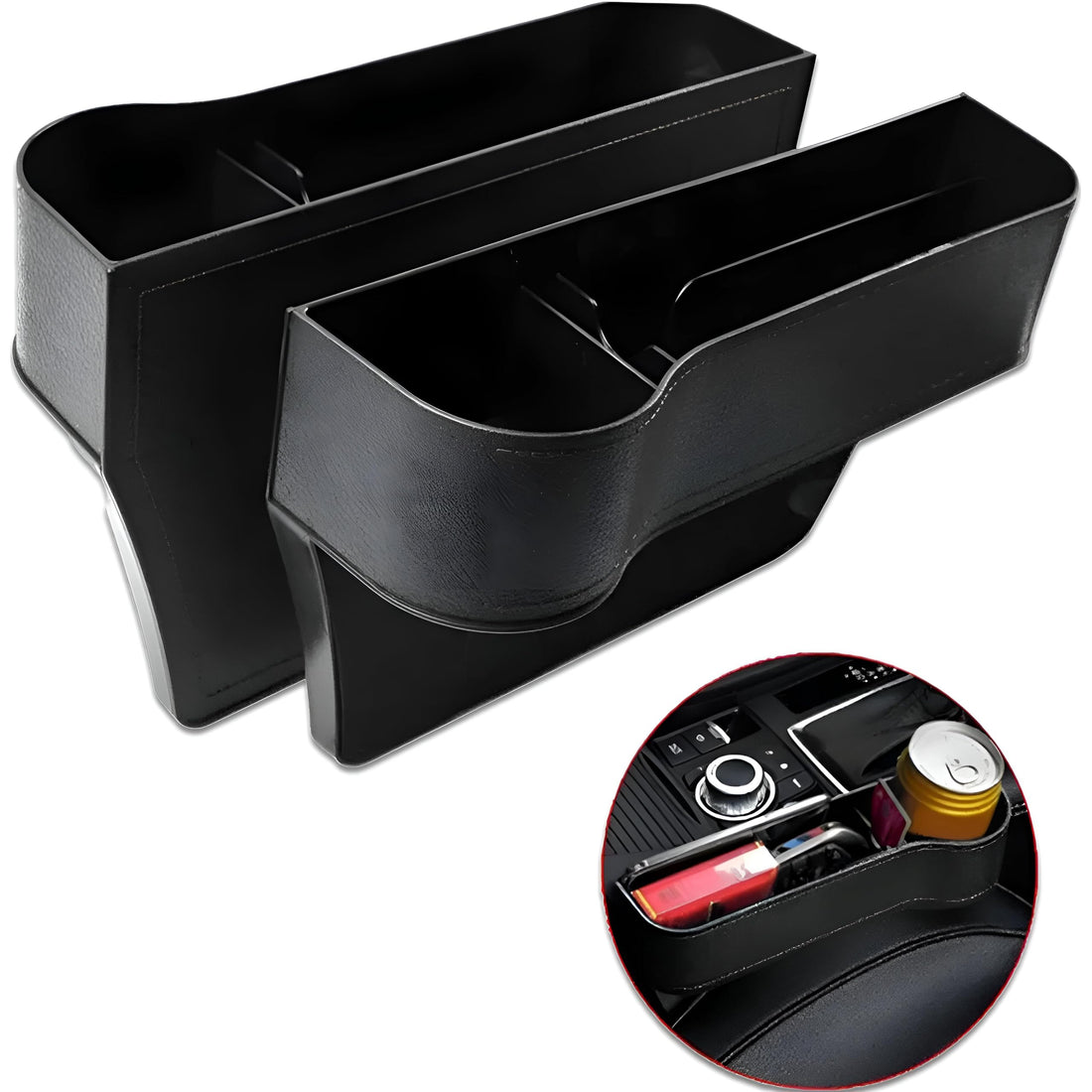 Car Seat Organizer - Upgrade Your Car Storage with 2 Piece Multifunctional Cup Holder and Personal Organizer Perfect for Keeping Your Car Clean and Tidy