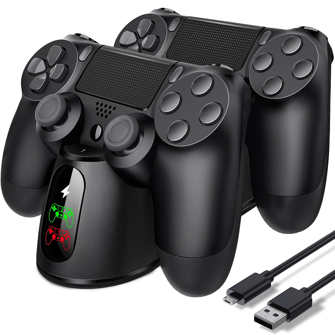 PS4 Controller Charger, Doledo PS4 Wireless Dock Charger Dual USB Fast Charging Dock for Playstation 4/PS4/ Pro /PS4 Slim Controller, Charging Docking Station with LED Indicator for DualShock 4