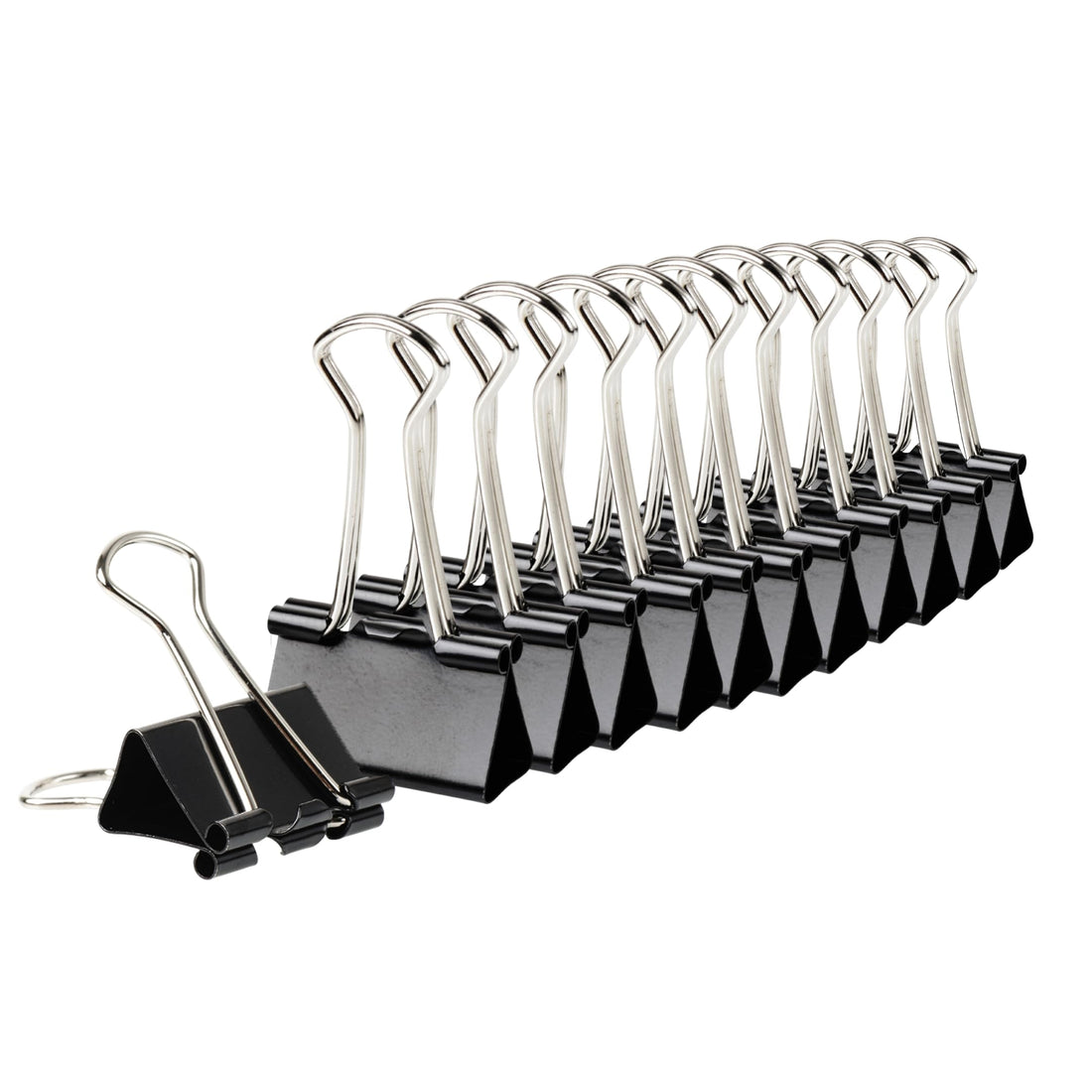 Pack of 12 Black 15mm Foldback Binder Clips