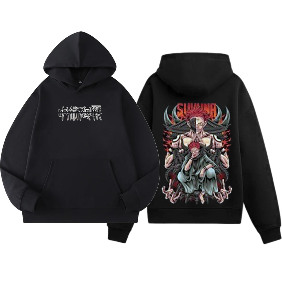 Anime Cotton Hoodie, Black with Amazing Print Design, Pullover Sweatshirt unisex 20