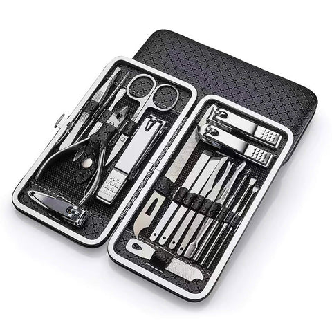 Gbrand Nail clippers set, manicure set for men, manicure pedicure kit, stainless steel professional grooming kits, 19 in 1 nail care tools with black leather case
