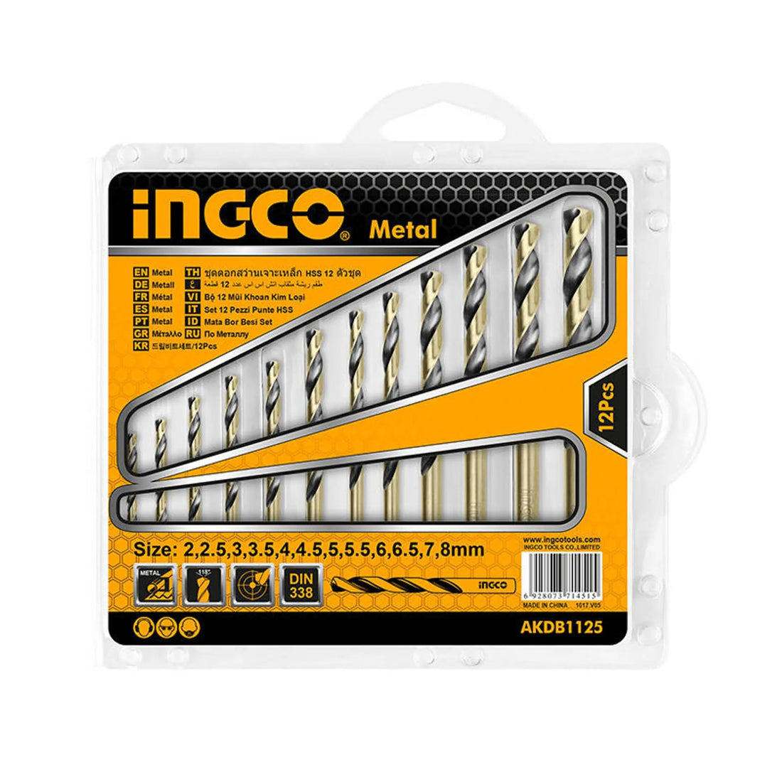 INGCO 12 Piece HSS Twist Drill Bit Set for Metal and Steel, AKDB1125