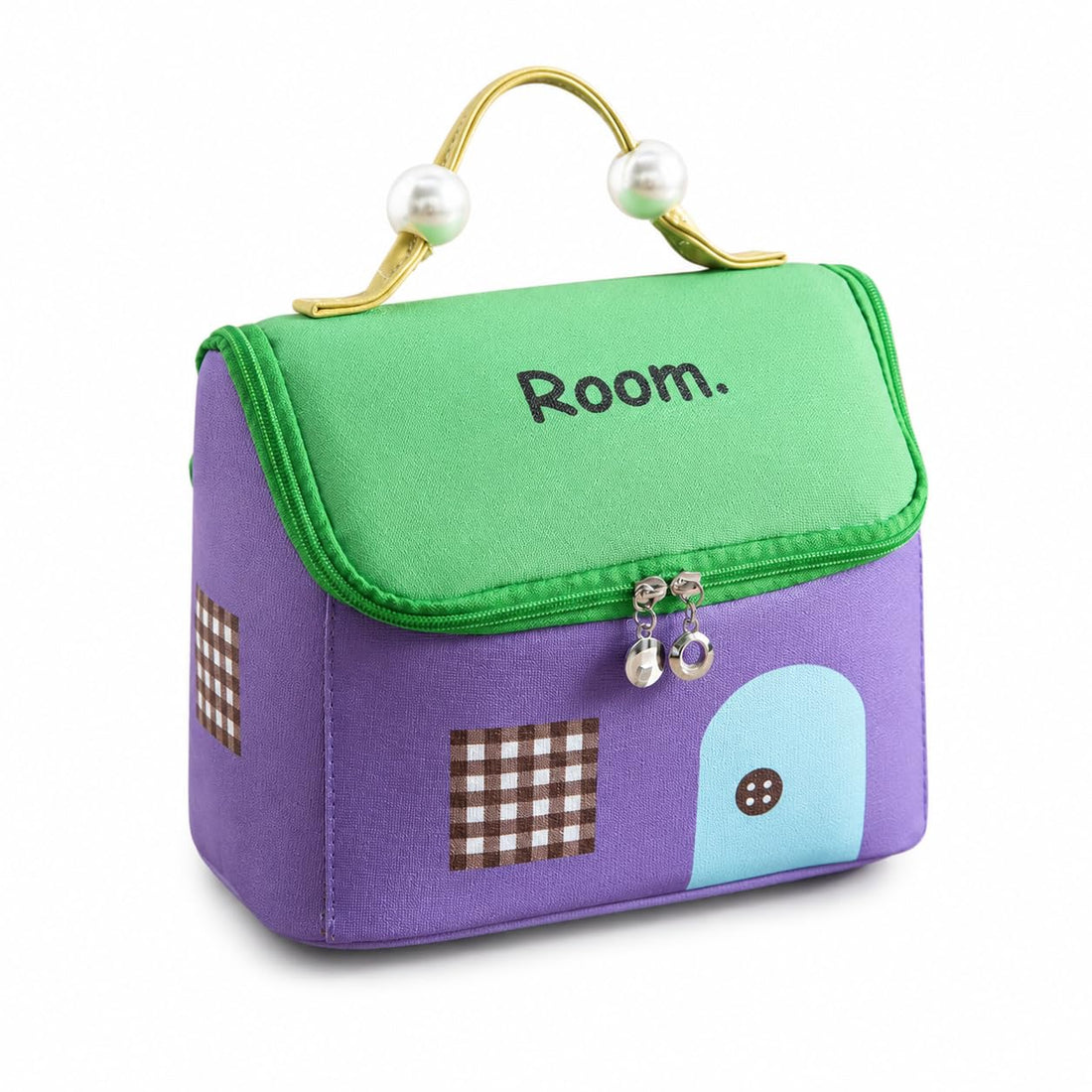 House Shape Cosmetic Bag – Large Capacity Waterproof Makeup Organizer with Zipper, Portable Travel Toiletry Bag for Women (Green)