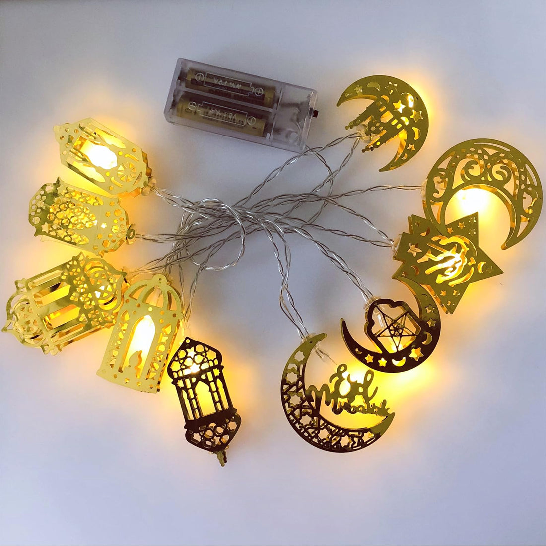 Ramadan Fairy Lights, 1.65 m 10 LED Ramadan Light, Warm White LED Muslim Ramadan Light, Eid Ramadan Lantern Fairy Lights, Ramadan Decoration for Festival, Party, Outdoor, Indoor, Home, Combination