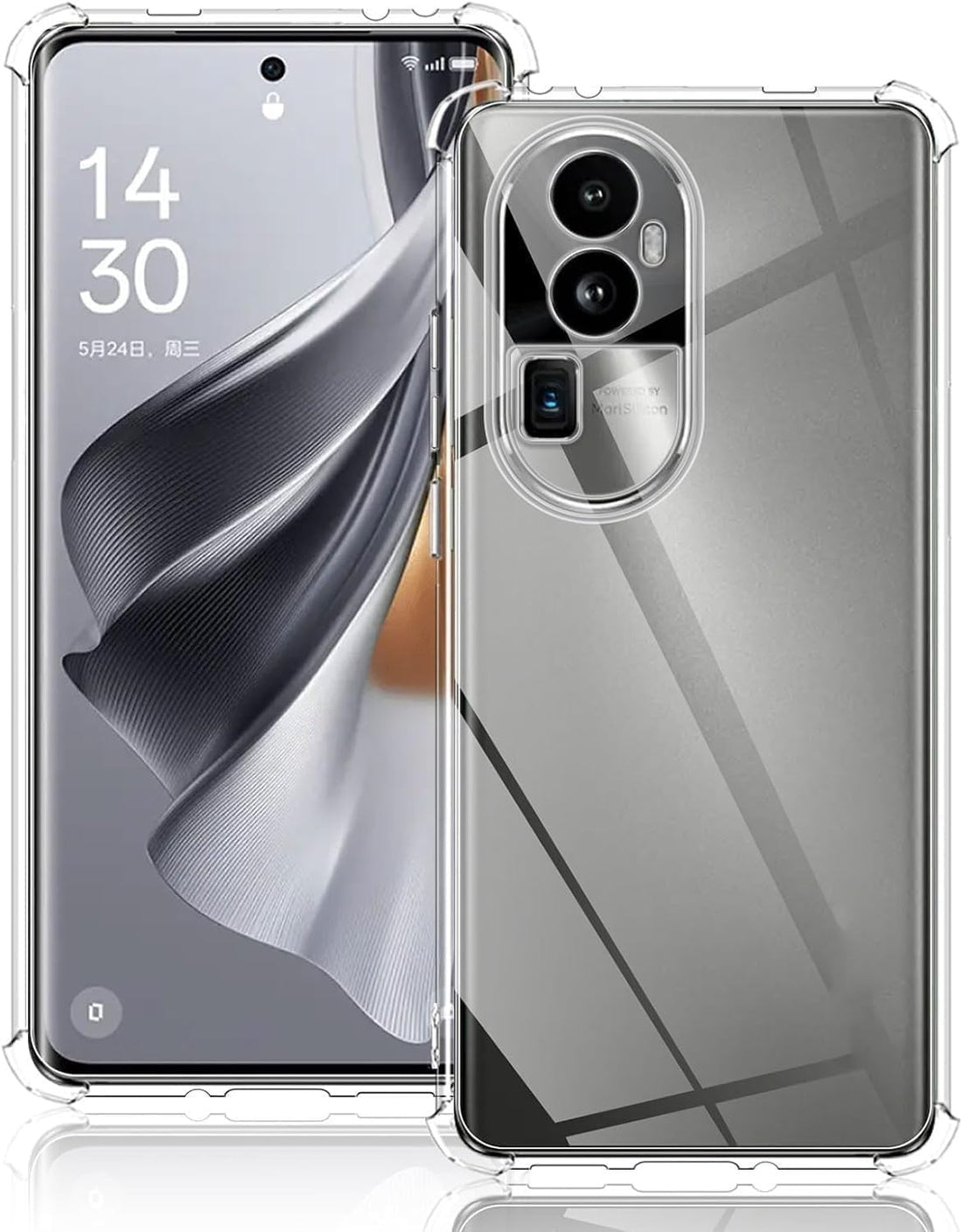 Dl3 Mobilak Case Compatible with OPPO Reno 10 Pro Plus, Cover Silicone Transparent TPU Gorilla Anti-shock Protector Camera Shockproof Corners - Clear
