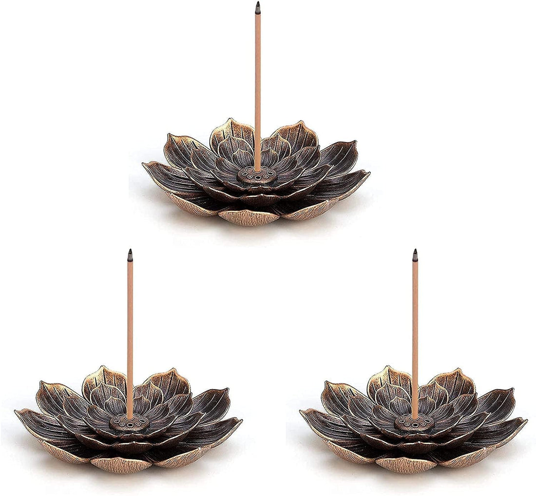 3 pac Incense Burner Bowl, Ceramic Handicraft Incense Holder for Sticks, Coil Lotus Ash Catcher Tray 4.62 Inch Gray, Incense Burner Holder for Home Fragrance Accessories