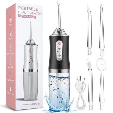 Water Flosser Cordless for Teeth Cleaning - 230ML Tank, 4 Replaceable Jet Tips, 3 Adjustable Modes (Soft, Normal, Pulse) - IPX7 Waterproof, USB Rechargeable Oral Irrigator for Braces, Gum