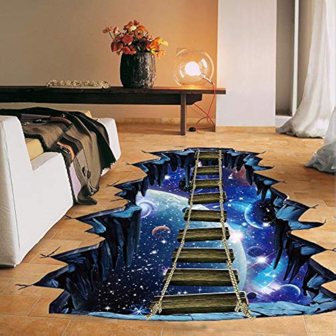 3D wall sticker creative cosmos suspension bridge PVC removable three-dimensional decorative painting, 2724699237278