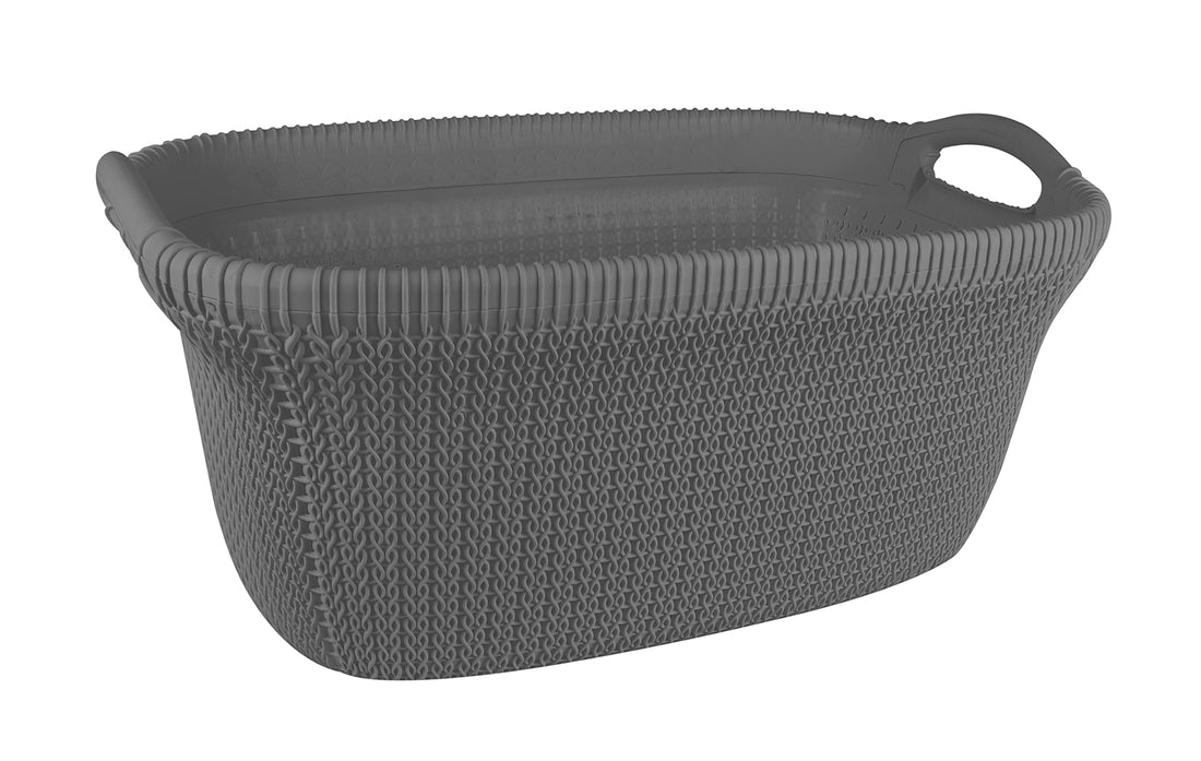El Helal & Star Palm Oval Laundry Basket - Grey
