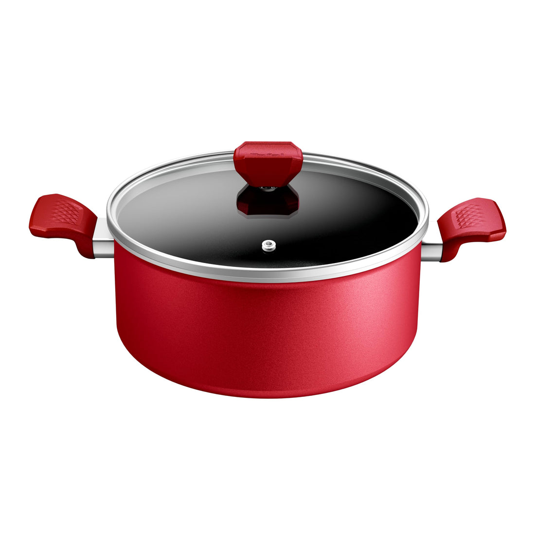 Tefal Expert Stew Pot with Glass Lid, Non-Stick Titanium Coating 2X, Size 20, Thermo Signal technology, Advanced Induction Base, Red - C2891002