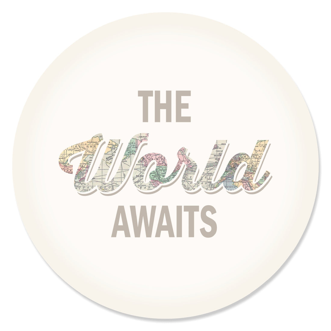 World Awaits - Travel Themed Party Circle Sticker Labels - 24 Count